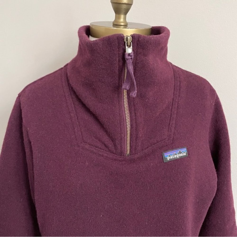 Patagonia Deep Plum Woolie Fleece 1/4 Zip Pullover Top - S ♻️ - Picture 4 of 11